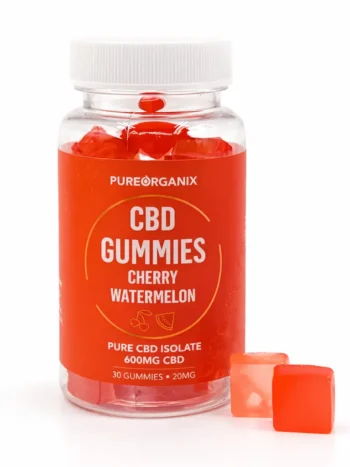 CBD Cherry Watermelon Gummies bottle - Lab-tested fruit flavored CBD edibles