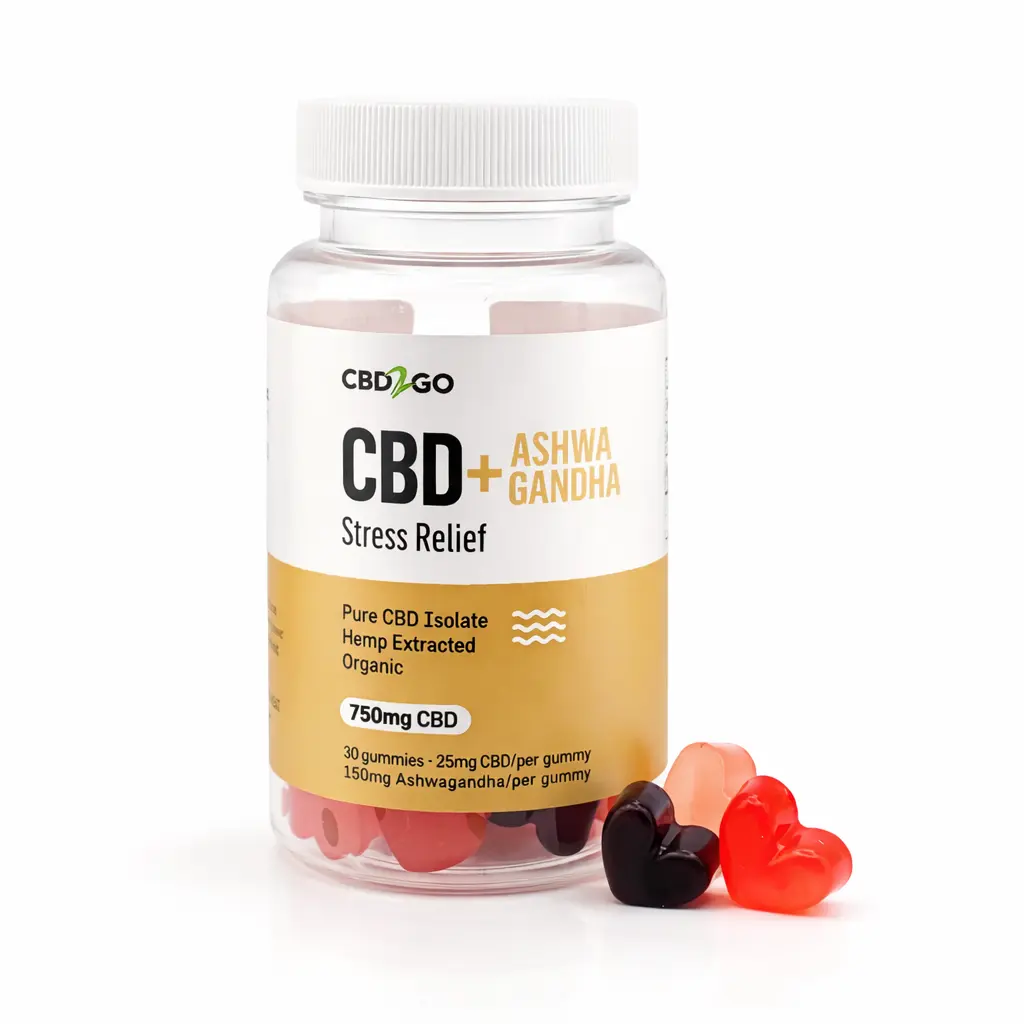 BD and Ashwagandha Stress Relief Gummies bottle - 35mg CBD per serving
